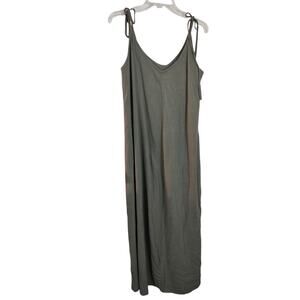 3837) Vanilla Bay Green Sleeveless Linen Blend Summer Maxi Dress Small